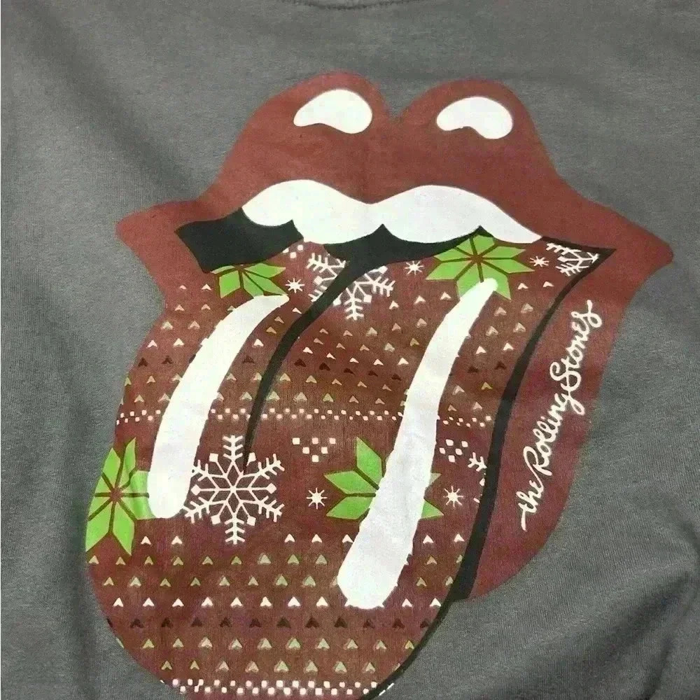 Women’s Rolling Stone Christmas sweatshirt with tongue, gray size medium